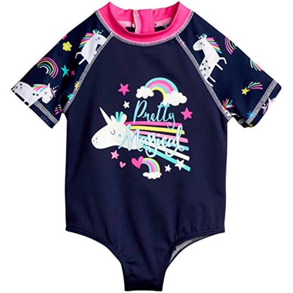 Wippette Baby Girls One-Piece Rash guards Swimsuit 0-6 Months - Picture 3 of 9